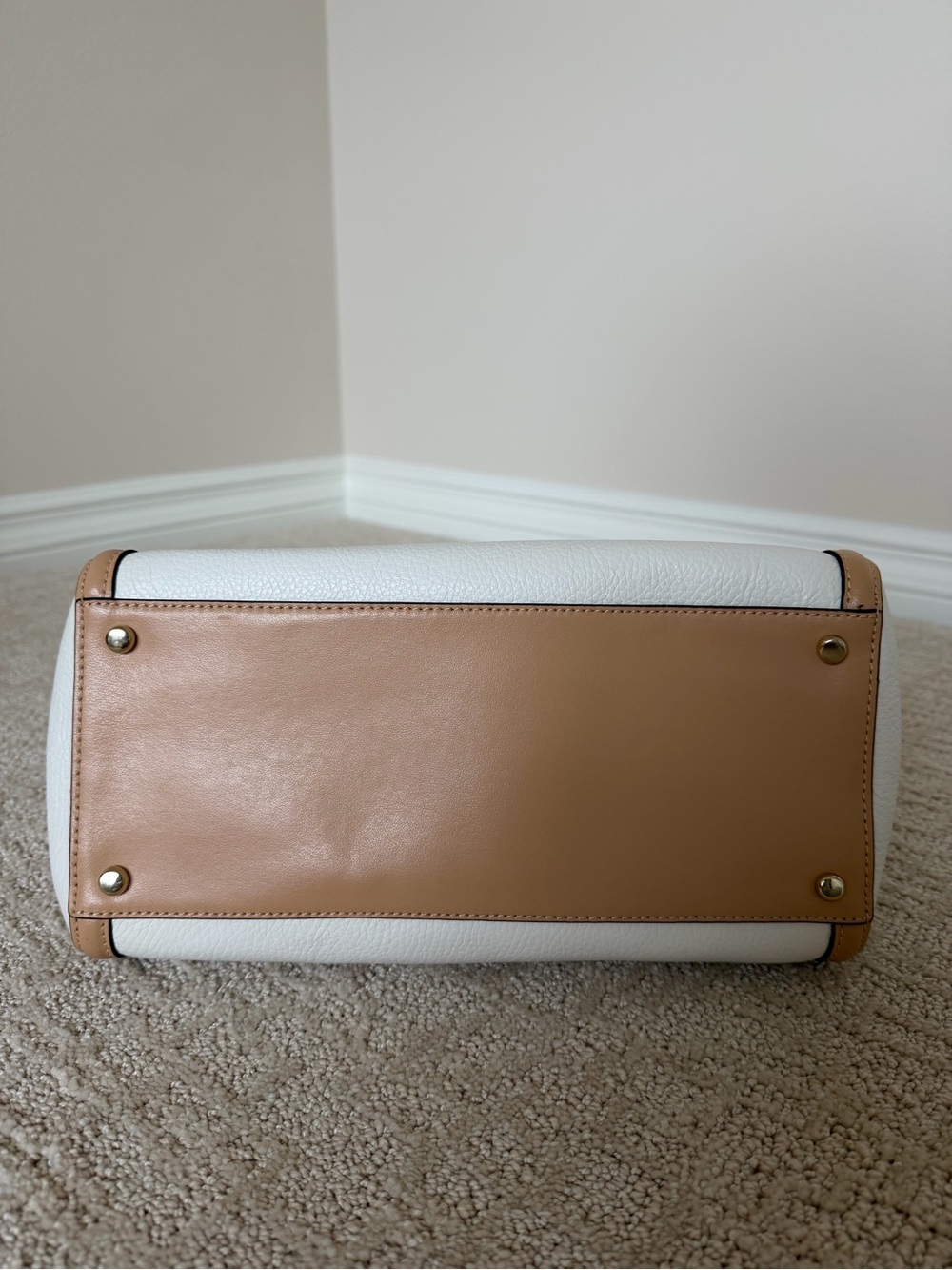 kate spade White and Tan Pebbled Leather Satchel - Picture 6 of 8
